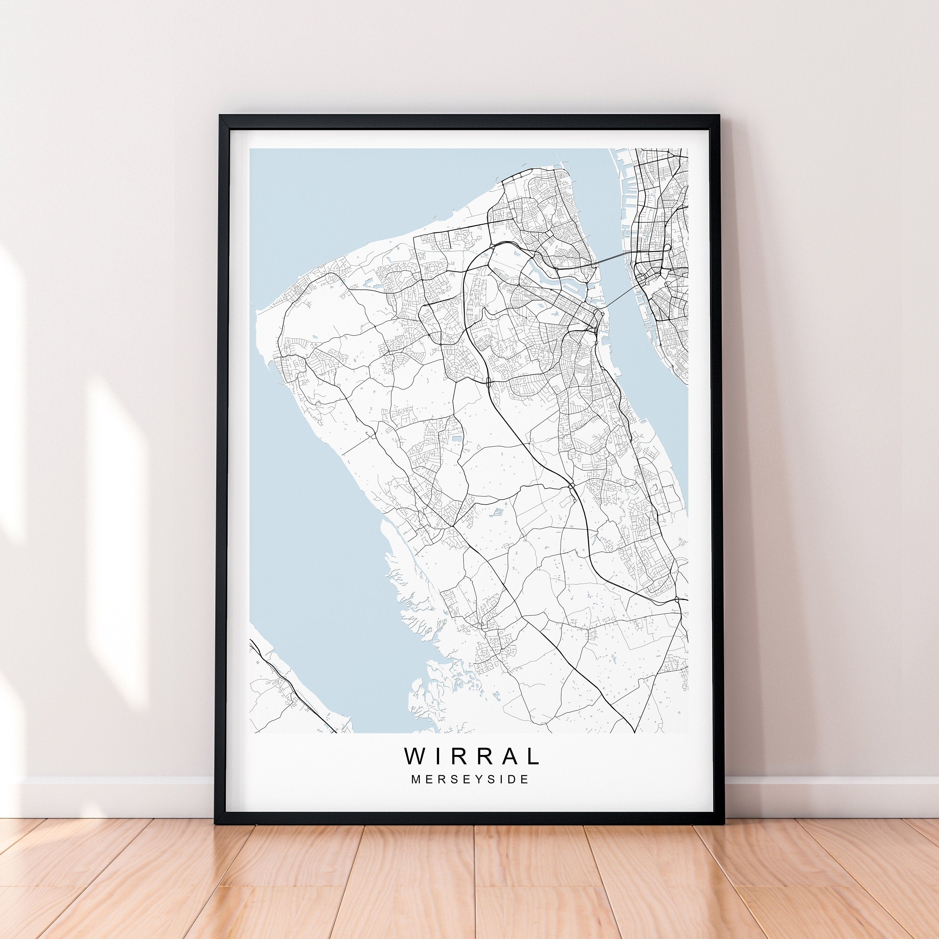 Wirral Map England Print Poster Minimalist Home Decor Wirral UK Merseyside Map Poster Wall Art Decor