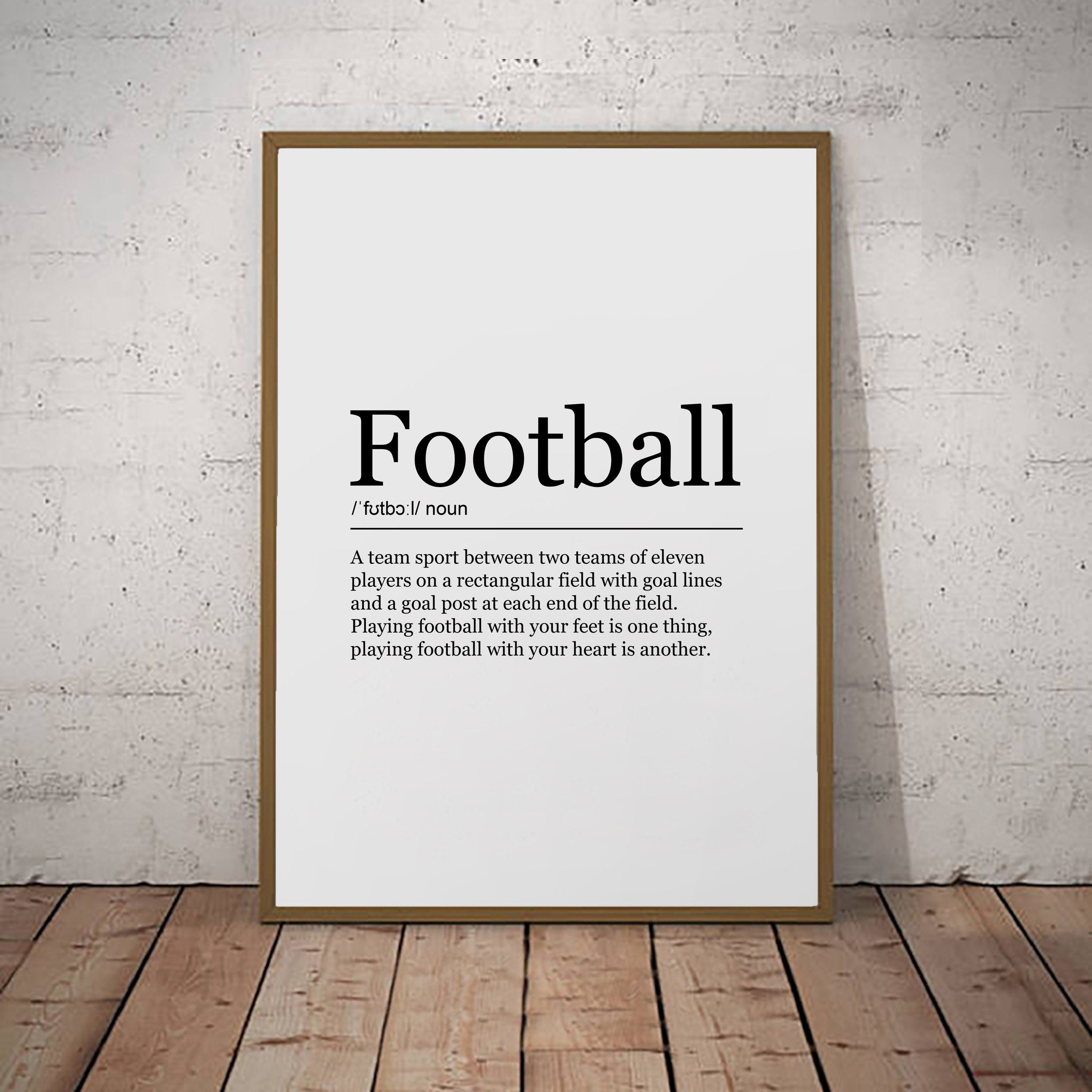 Football Print Definition Poster Wall Art Minimalist Fan Gift Present