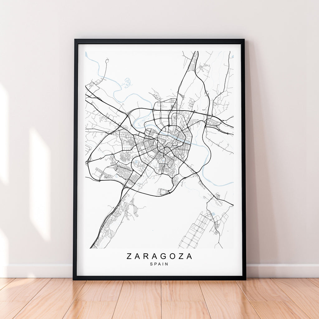 Zaragoza City Map Spain Print Minimalist Zaragoza Spain Town Map Poster Wall Decor