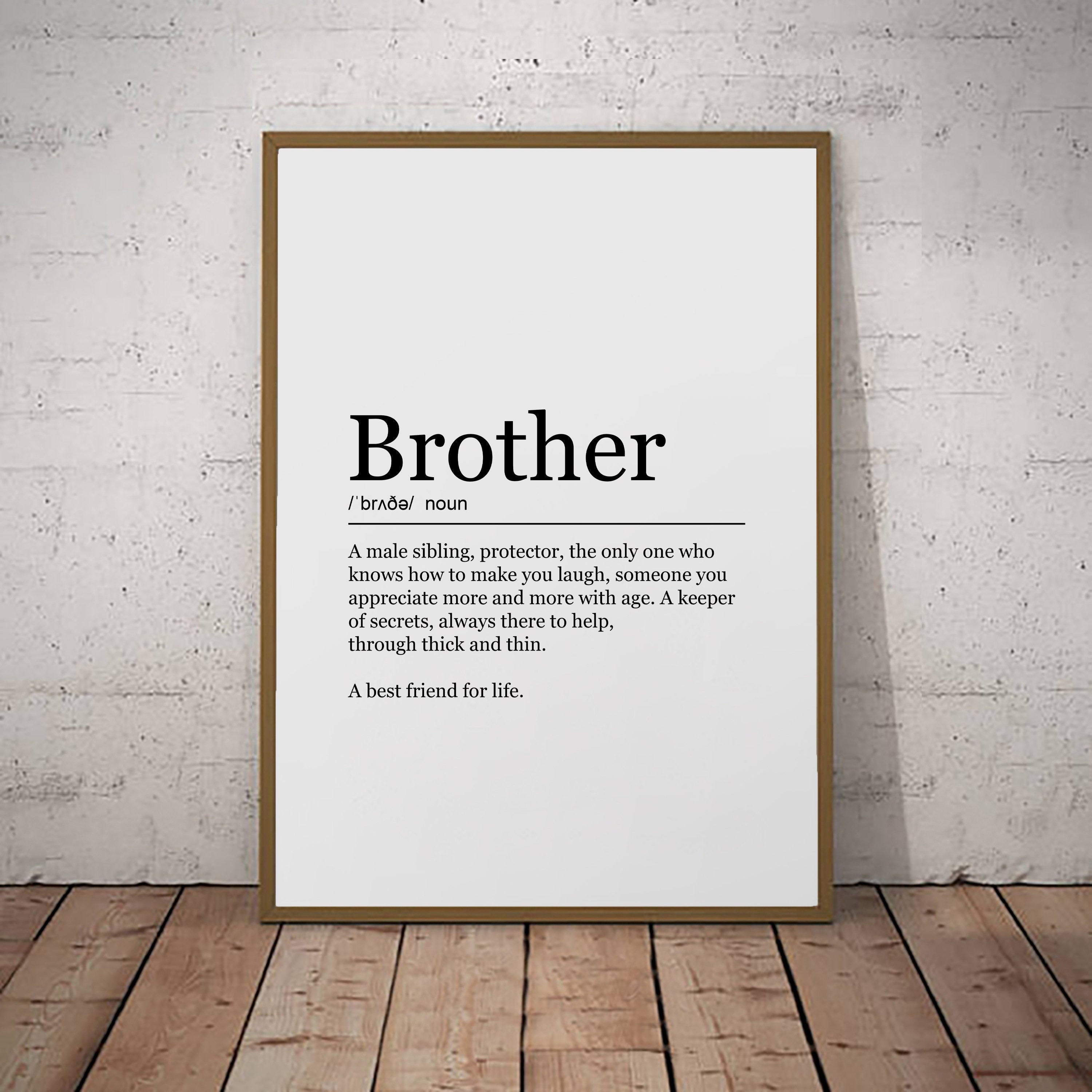 Brother Print Definition Family Poster Wall Art Minimalist Brother Gift Print