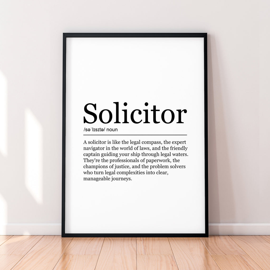 Solicitor fun Print Definition Poster Wall Art Solicitor Meaning Minimalist Gift Print