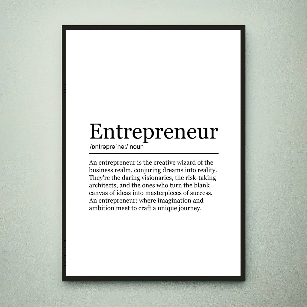 Entrepreneur FunPrint Definition Poster Wall Art Entrepreneur Minimalist Gift Print