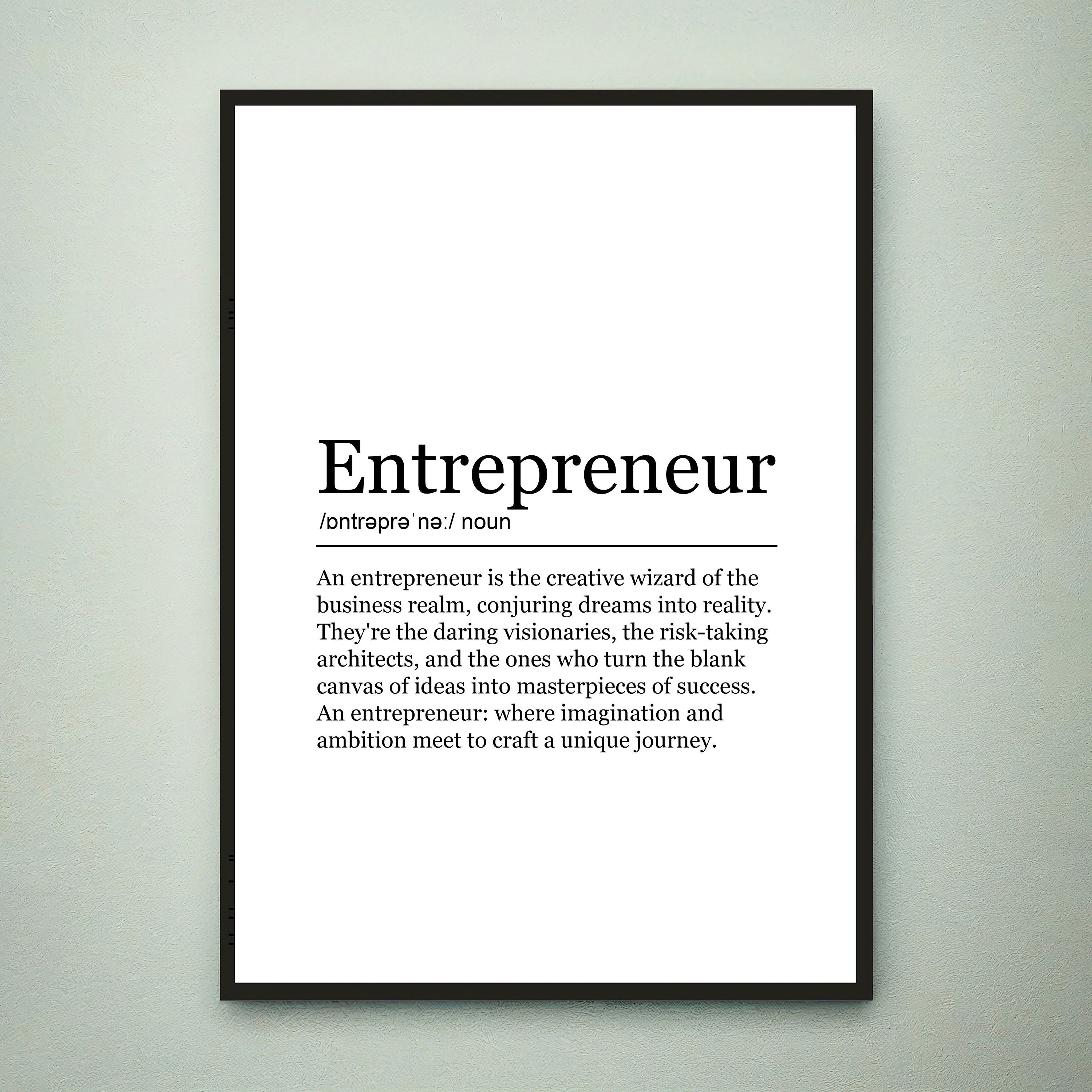 Entrepreneur FunPrint Definition Poster Wall Art Entrepreneur Minimalist Gift Print