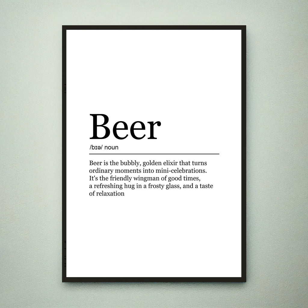 Beer Funny Print Definition Poster Beer Wall Art Minimalist Gift Print