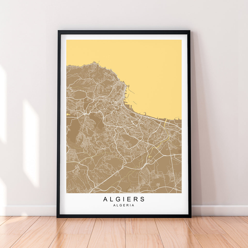 Algiers Map Print Algeria Minimalist Algiers City Area Map Poster Wall Decor
