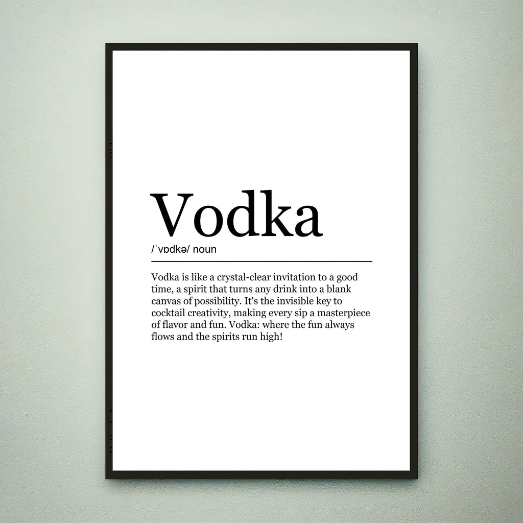 Vodka funny Print Definition Poster Wall Art Vodka Meaning Minimalist Gift Print