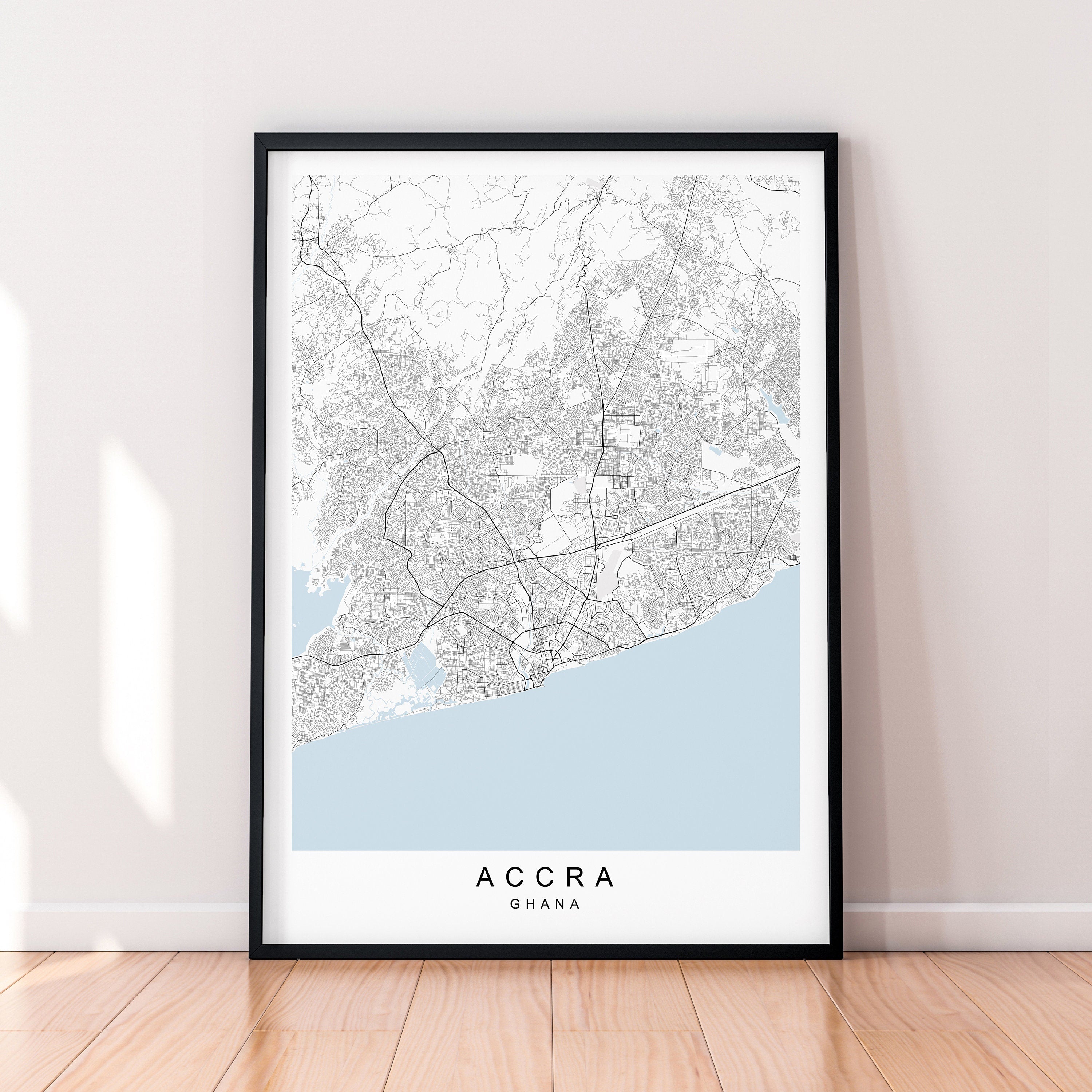 Accra Map Ghana City Map Print Minimalist Accra Africa Home Map Poster Wall Decor