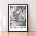 Seven Sisters Cliffs Print Travel Poster Minimalist Home Travel Mountain Poster Wall Decor