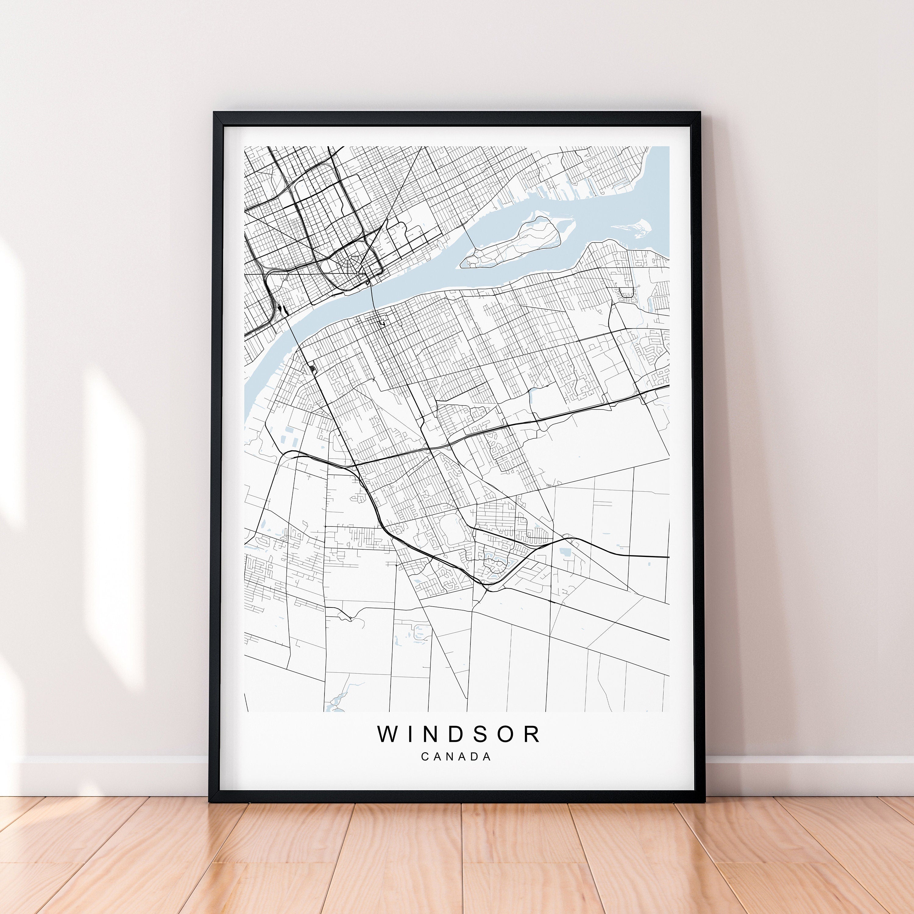 Windsor City Canada Map Print Poster Minimalist Home Windsor Ontario Canada Map Poster Wall Art Decor