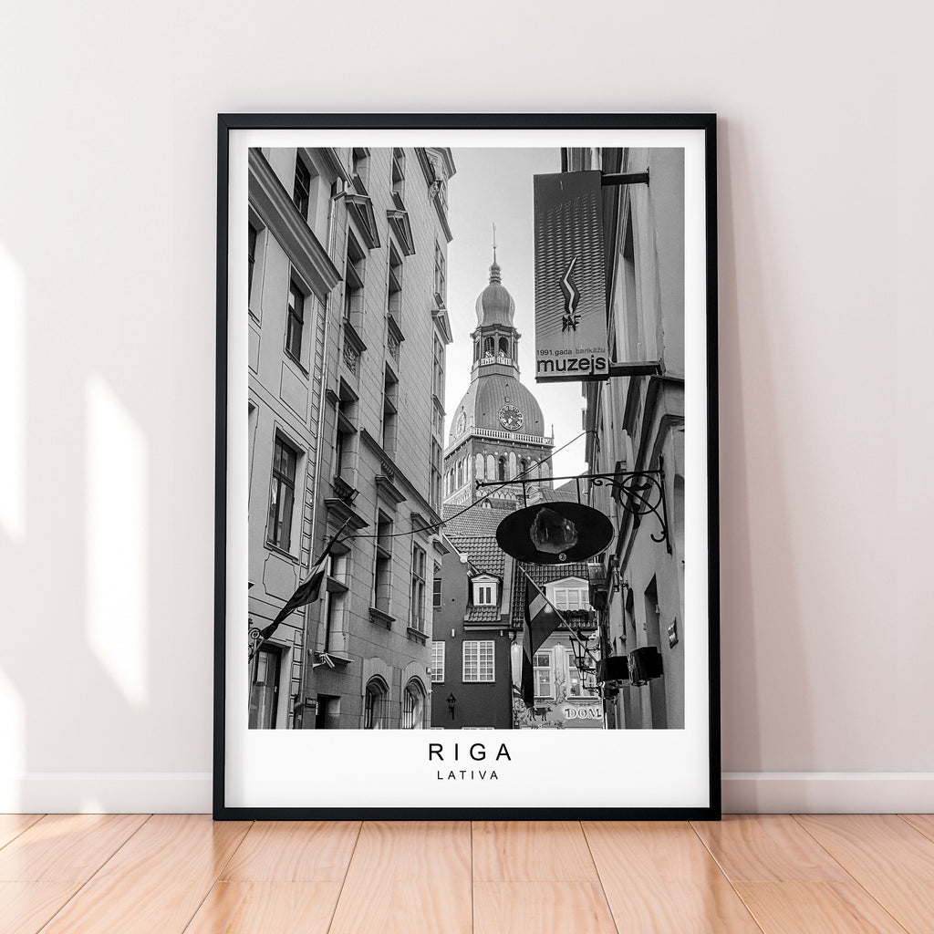 Riga Old Town Streets Poster Print Minimalist Home Riga Riga Cathedral Print Travel Poster Wall Decor
