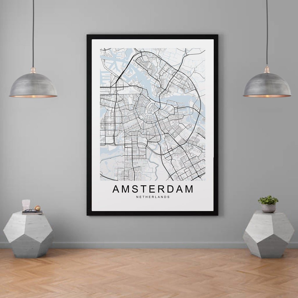 Amsterdam Map Print Minimalist Home Map Poster Wall Decor
