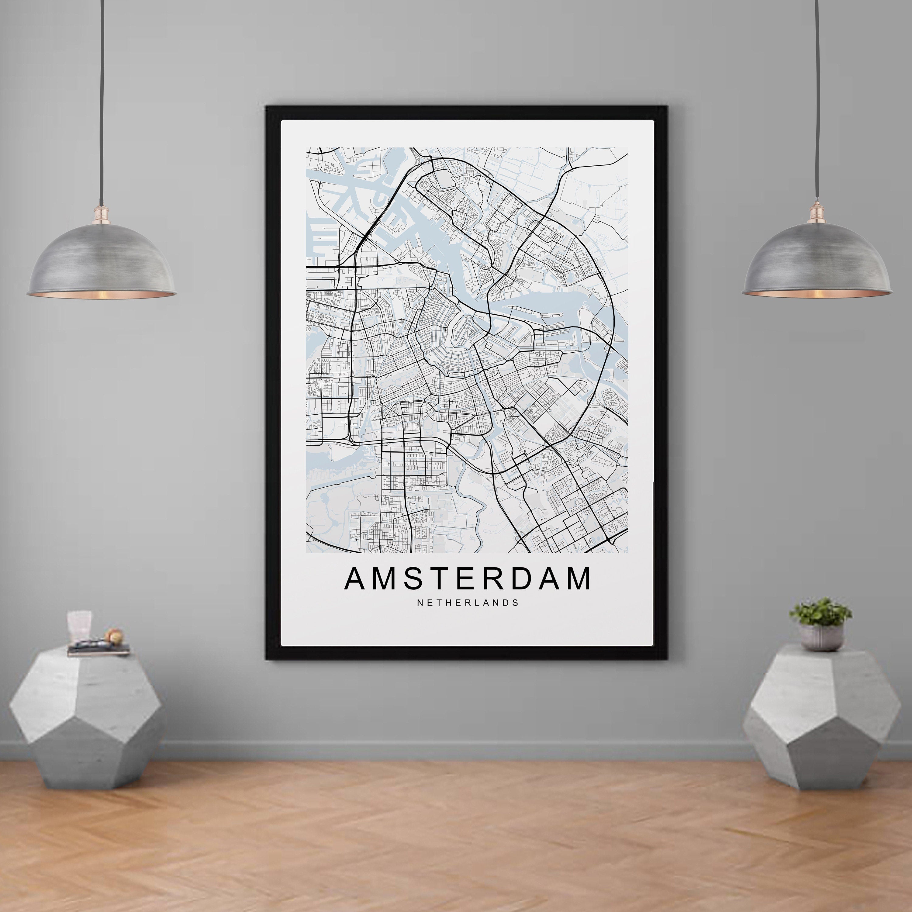 Amsterdam Map Print Minimalist Home Map Poster Wall Decor