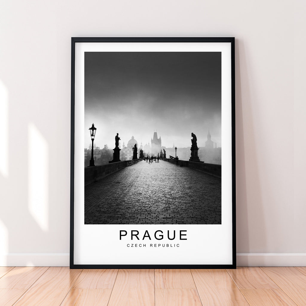 Prague City Czech Republic Bridge Dusk  Print Minimalist Home Travel Poster Wall Decor