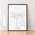 Stroud Map England Print Poster Minimalist Home Decor Stroud UK Town Map Poster Wall Art Decor