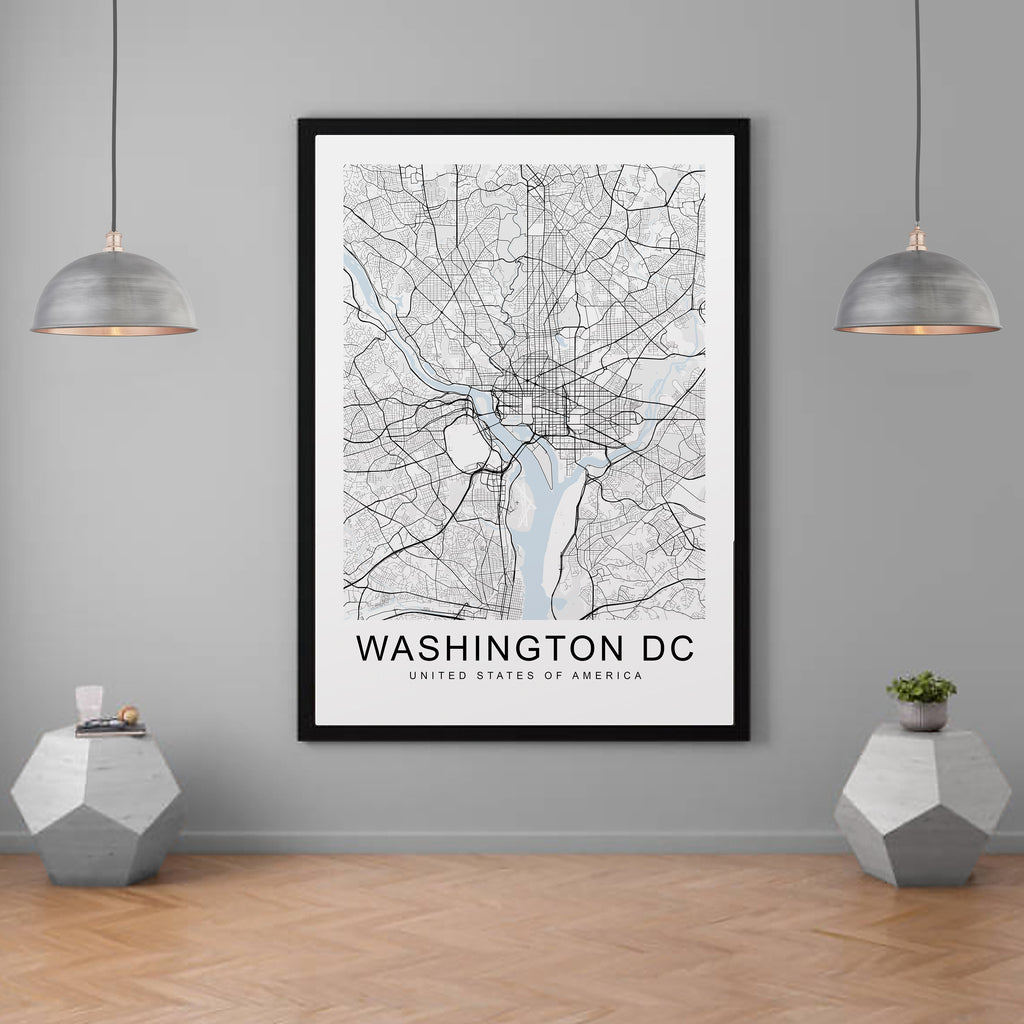 Washington Map DC City Map Print Minimalist Home Capital of USA Map Poster Wall Decor