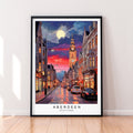 Aberdeen Night Illustration Print Aberdeen Scotland Travel Poster Gift Unframed Print