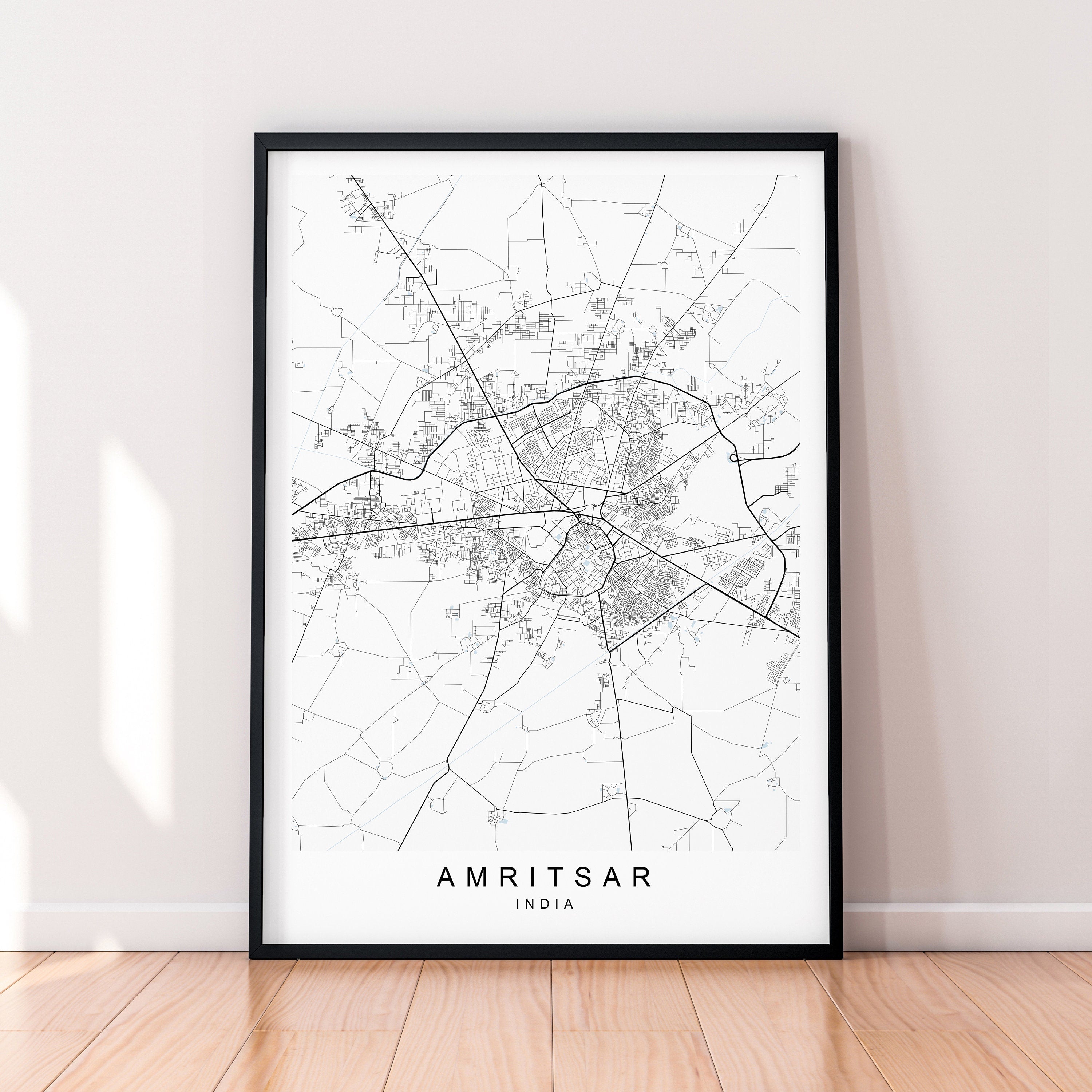 Amritsar City India Map Print Poster Minimalist Home Amritsar India Town City Map Poster Wall Art Decor