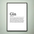 Gin Funny Print Definition Poster Wall Art Gin Meaning Minimalist Gift Print