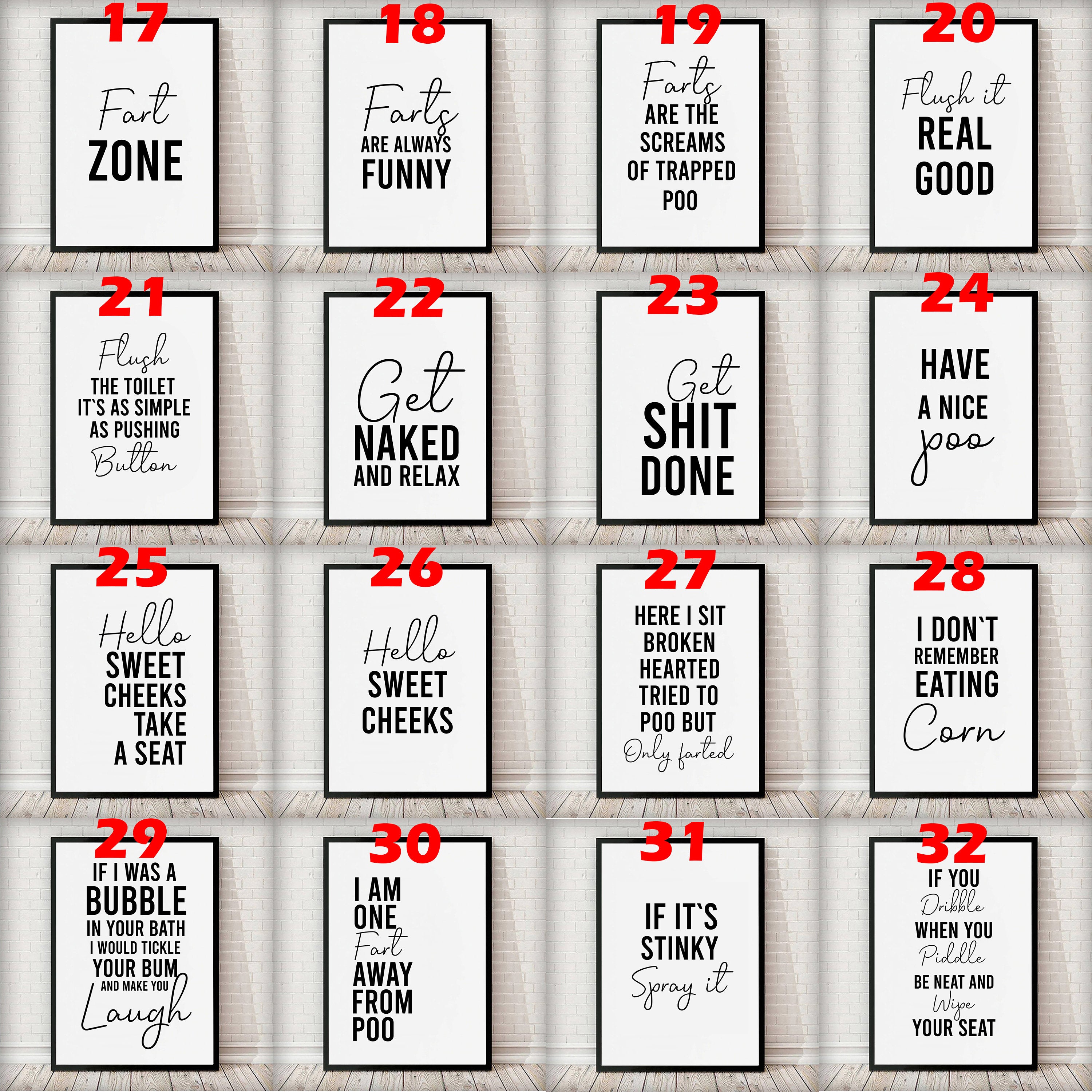 Bathroom Toilet Prints Posters Home Décor Gift Unframed Minimalist Funny Quotes Fun Print Sizes A3,A4,A5,A6,12x16,11x14,8x10,6x8,5x7,4x6
