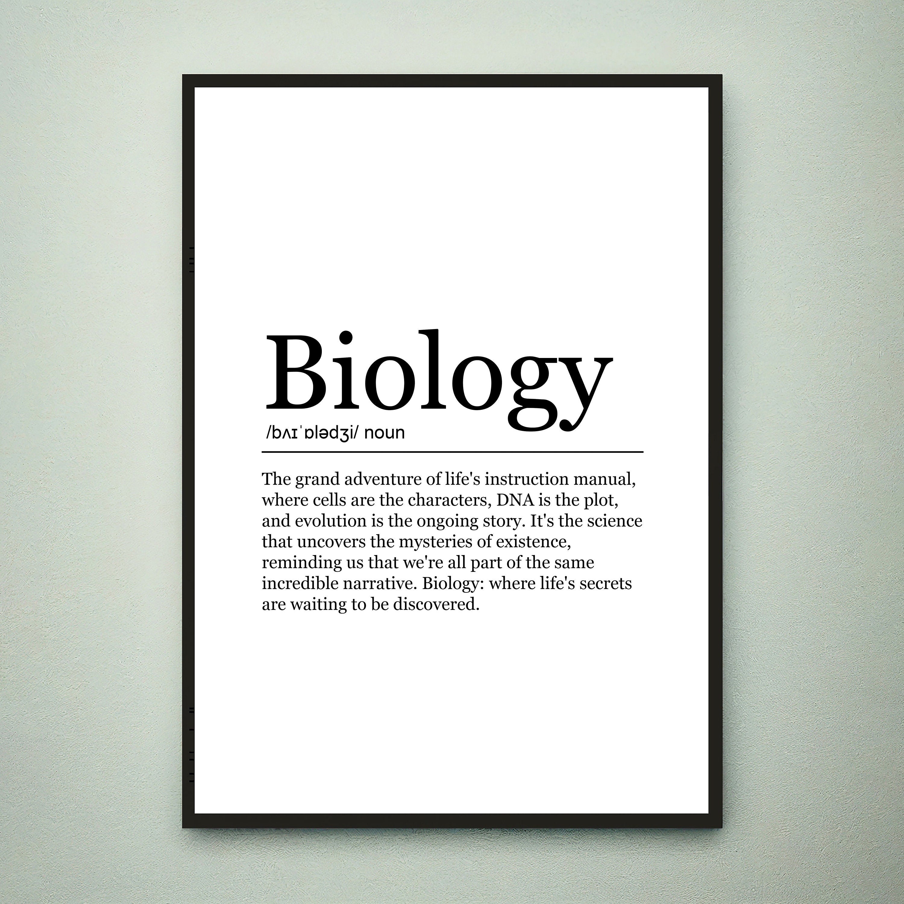 Biology Fun Print Definition Poster Biology Wall Art Minimalist Gift Print