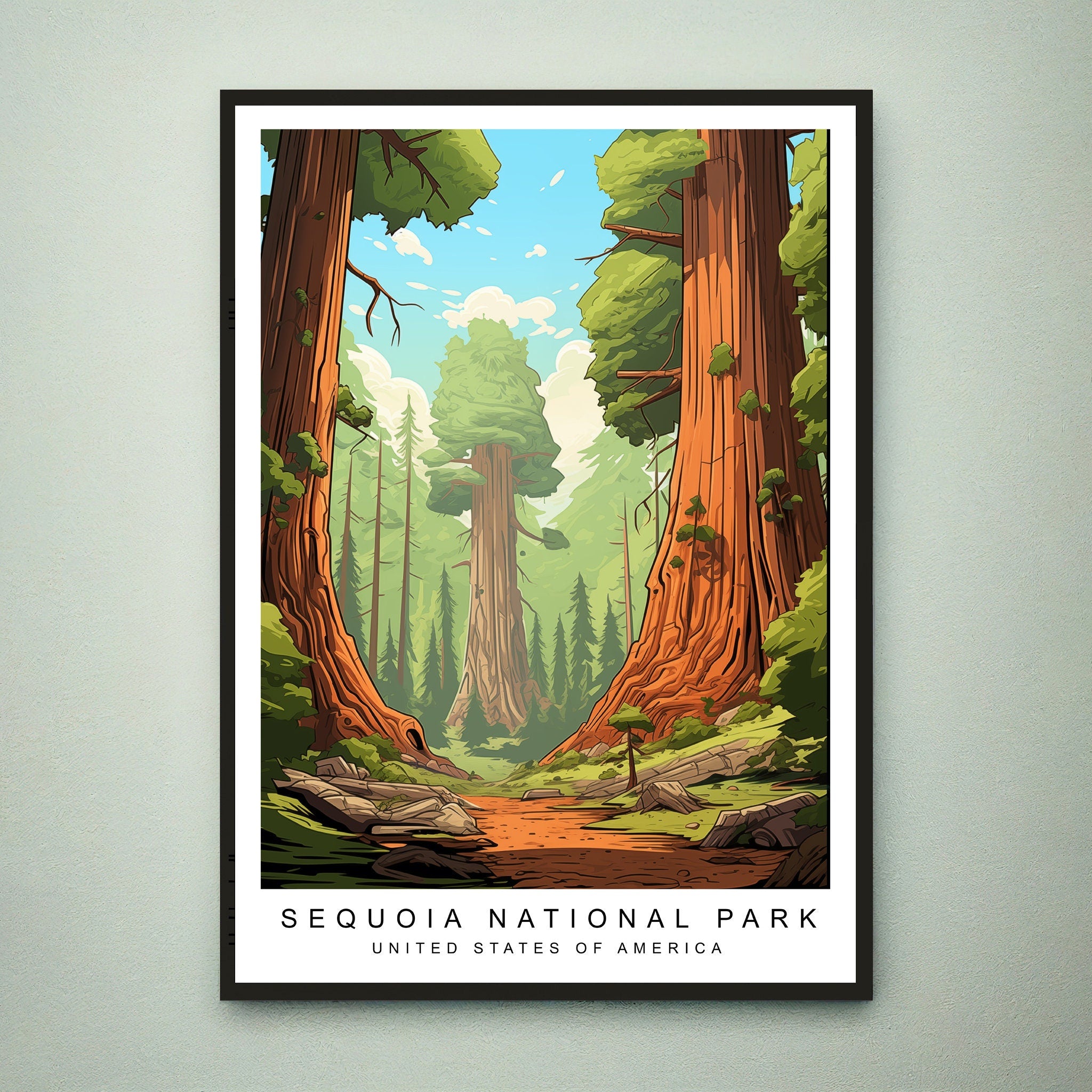 Sequoia National Park Illustration Print Sequoia National Park Poster Gift Unframed Print