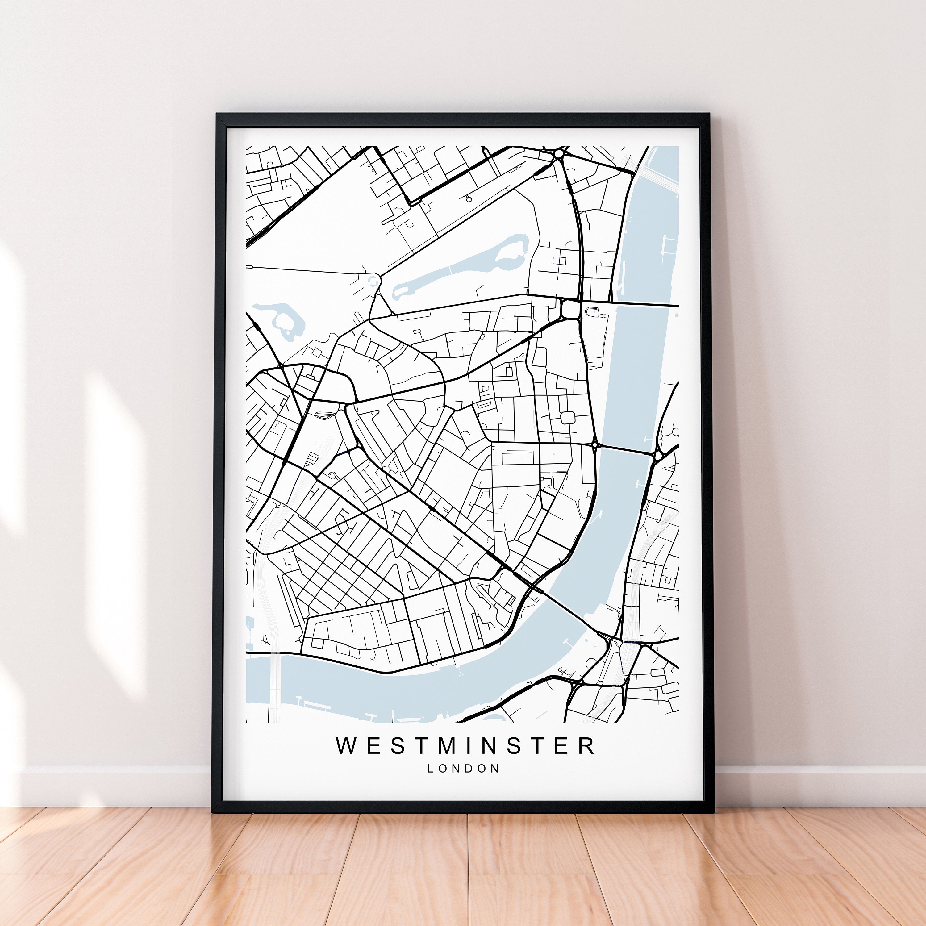 Westminster Borough of London Map Print Poster Minimalist Home London Westminster Borough Map Poster Wall Art Decor
