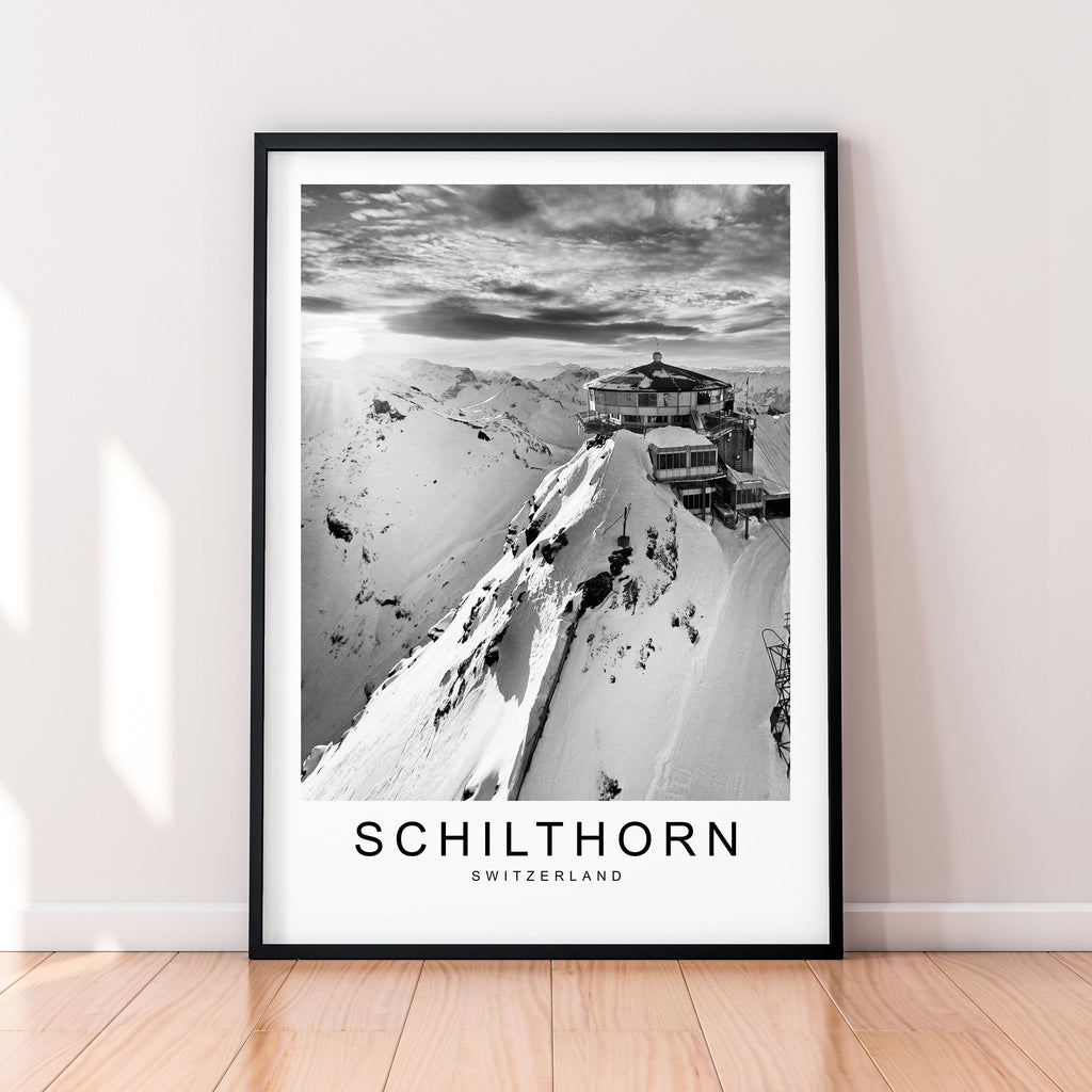 Schilthorn Summit Switzerland Mountain Hill Print Travel Poster Minimalist Home Travel Mountain Poster Wall Decor