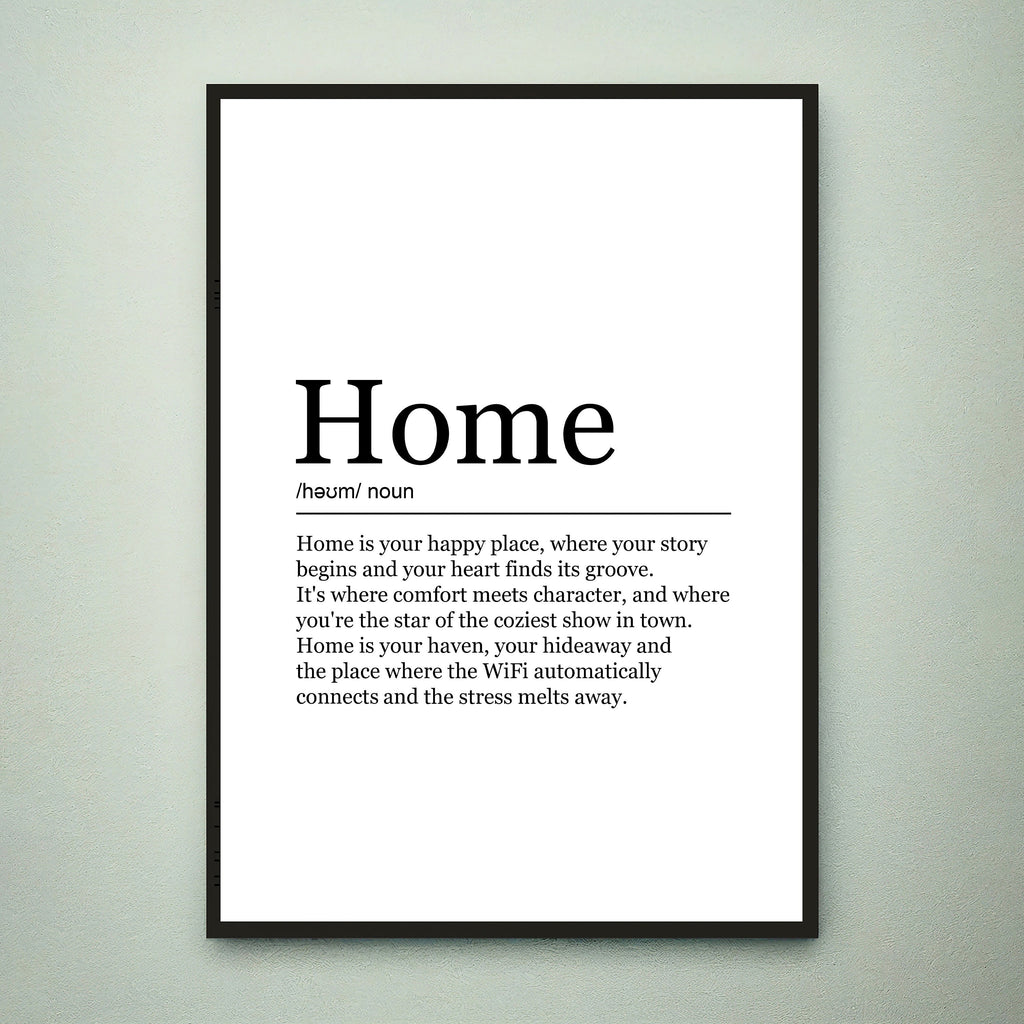 Home Fun Print Definition Poster Wall Art Home Meaning Minimalist Gift Print