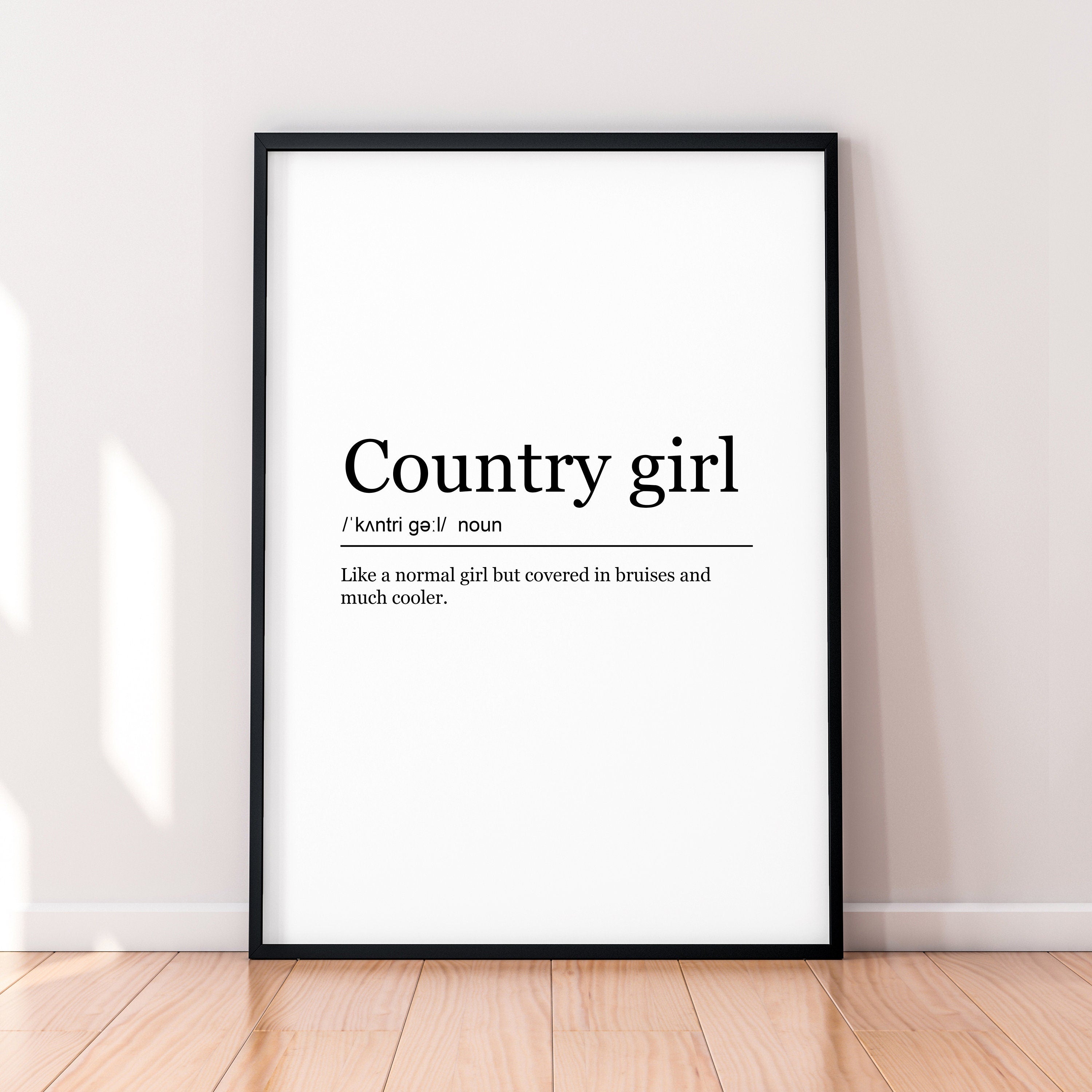 Country Girl Print Definition Poster Wall Art Minimalist Gift Present