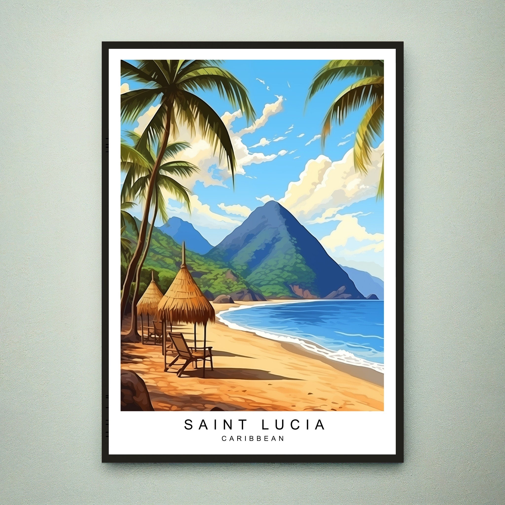 Saint Lucia Illustration Print Saint Lucia Poster Gift Unframed Print