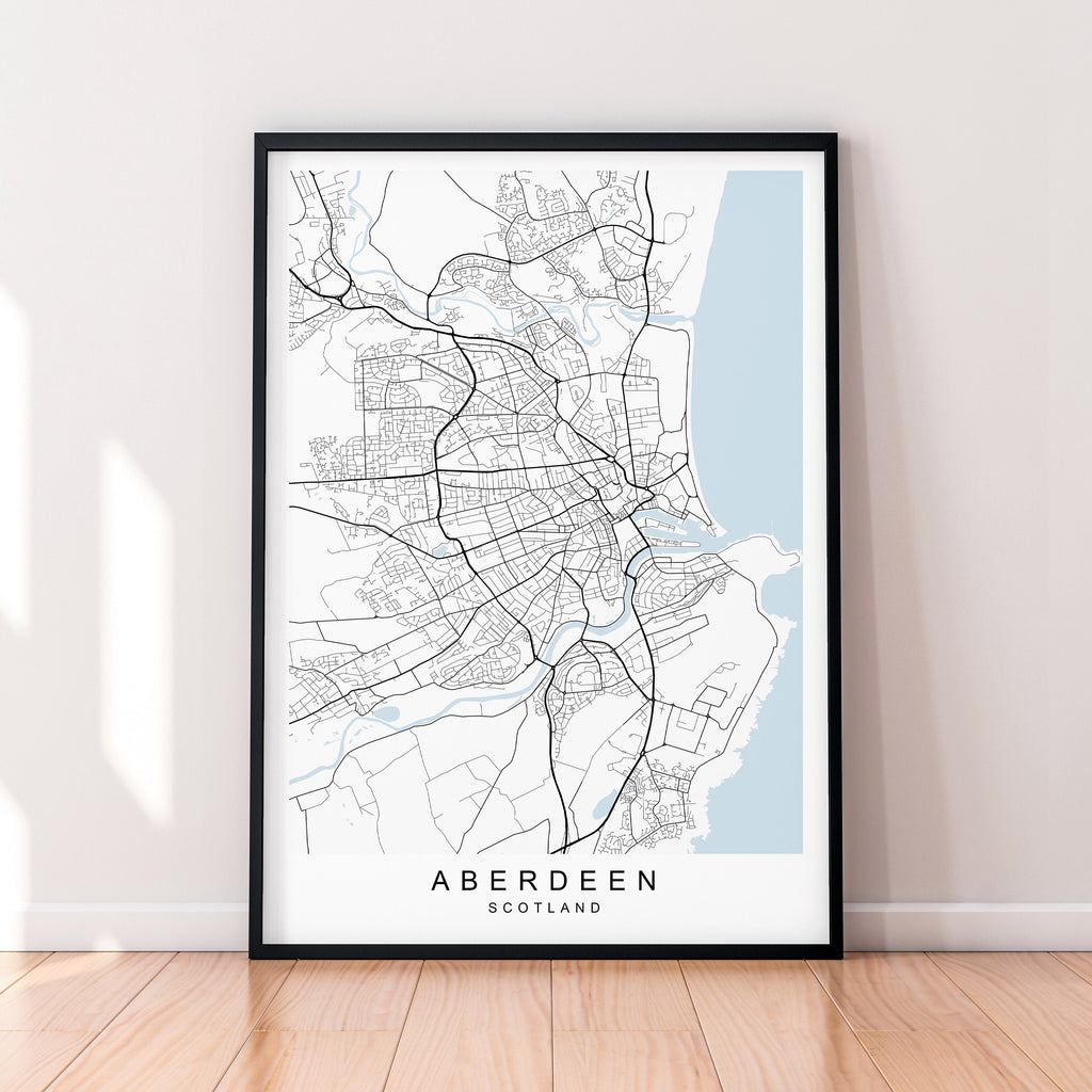 Aberdeen Town Scotland Map Print Poster Minimalist Home Decor Aberdeen Scotland UK Map Poster Wall Art Decor