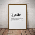 Bestie Print Definition Poster Wall Art Minimalist Best Friend Gift Print