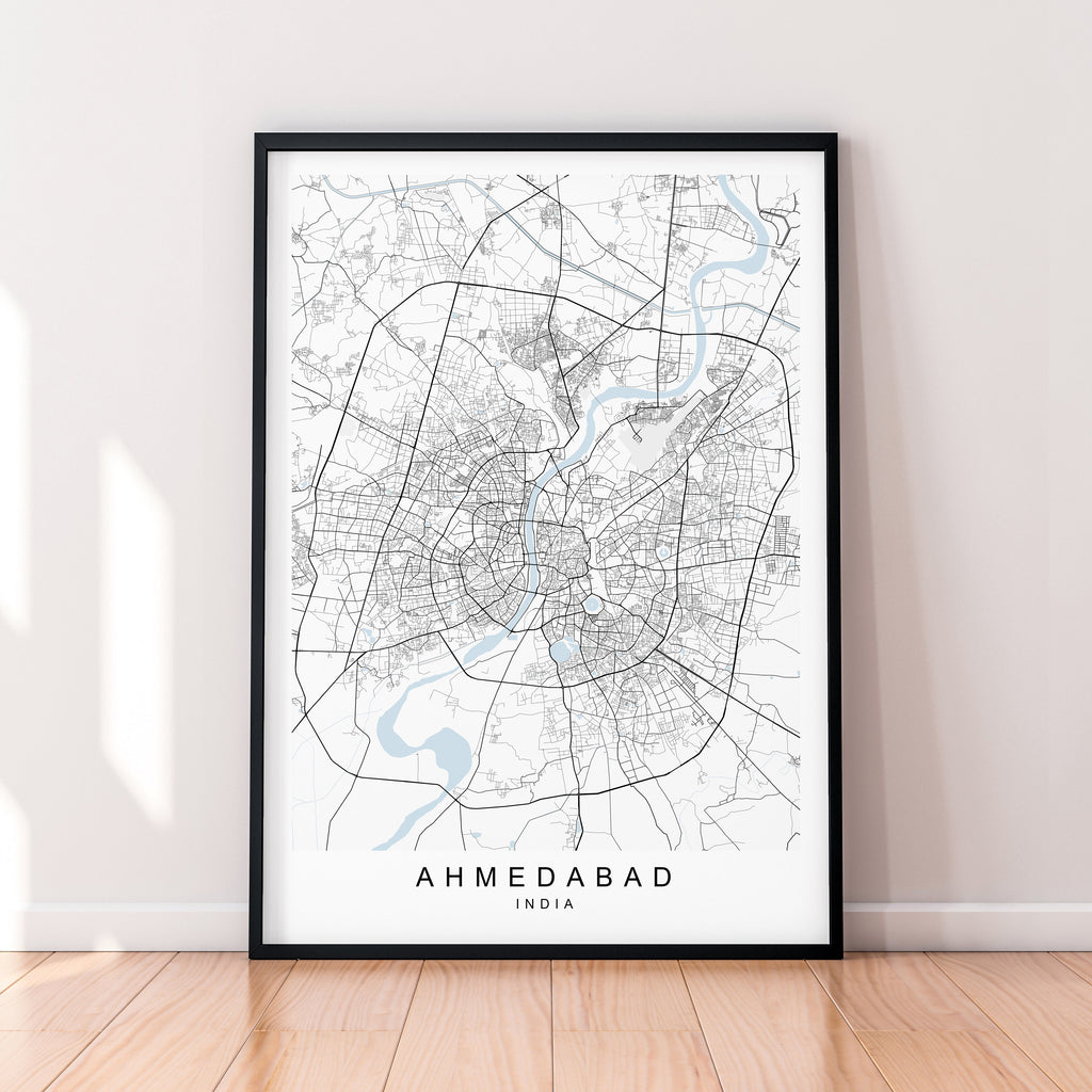 Ahmedabad City Map Print Minimalist Home Ahmedabad India Map Poster Wall Decor