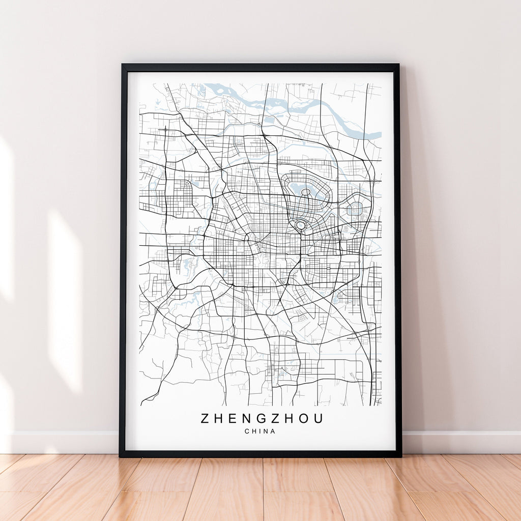 Zhengzhou China City Map Print Poster Minimalist Home Decor Zhengzhou City Map Poster Wall Art Decor
