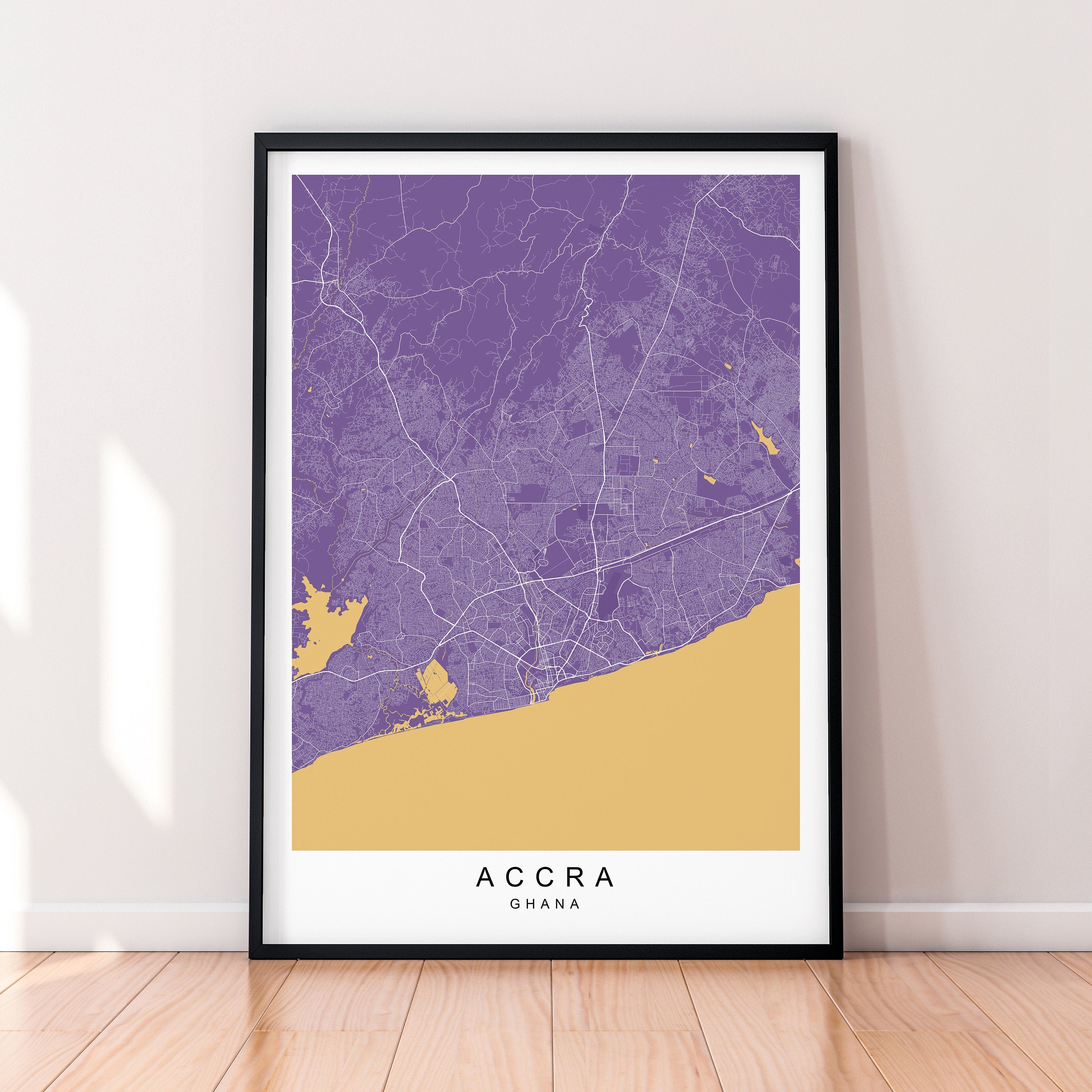 Accra Map Ghana City Map Print Minimalist Accra Africa Home Map Poster Wall Decor