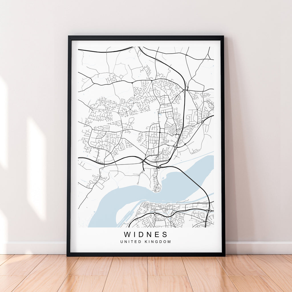 Widnes Town England Map Print Poster Minimalist Home Decor Widnes England UK Map Poster Wall Art Decor