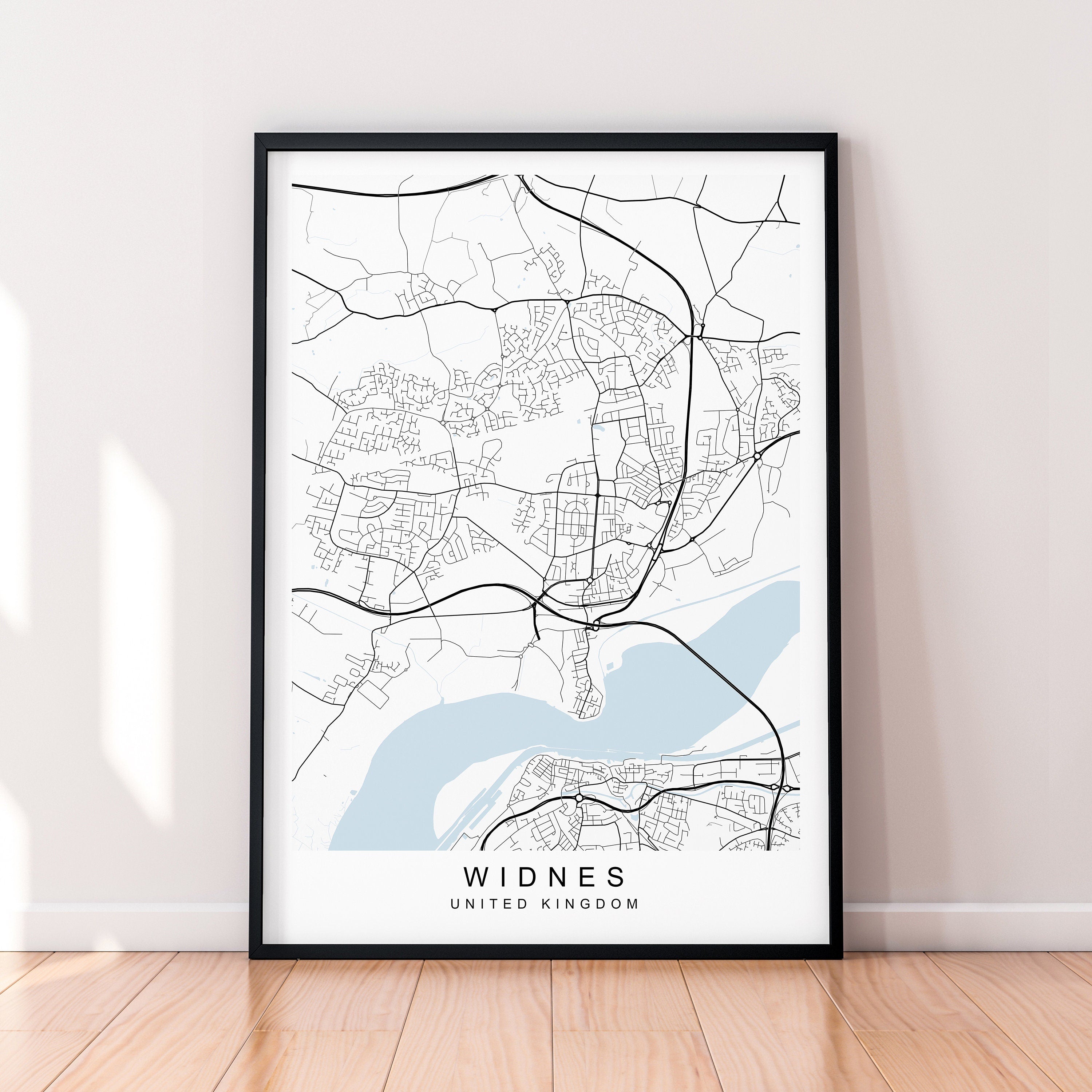 Widnes Town England Map Print Poster Minimalist Home Decor Widnes England UK Map Poster Wall Art Decor