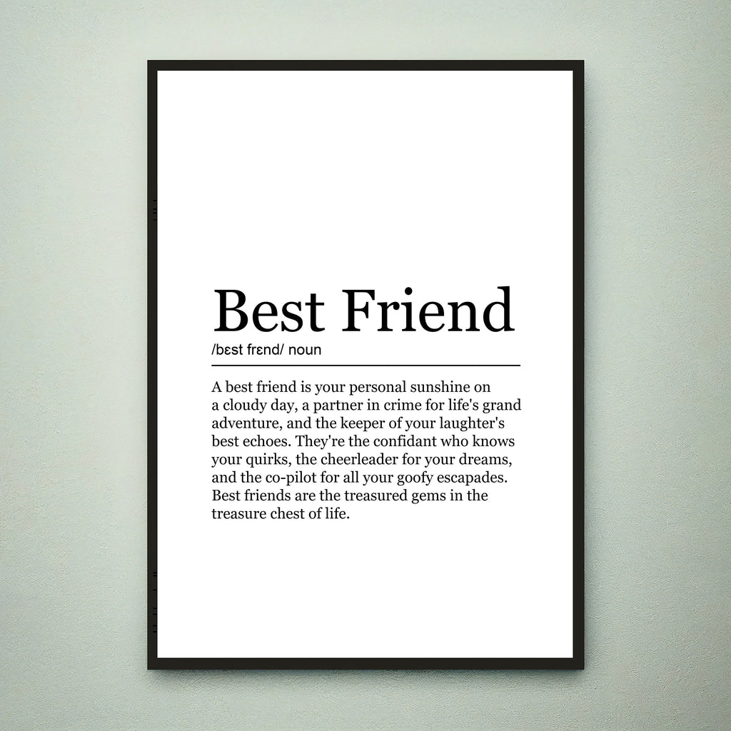 Best Friend Fun Print Definition Poster Best Friend Wall Art Minimalist Gift Print
