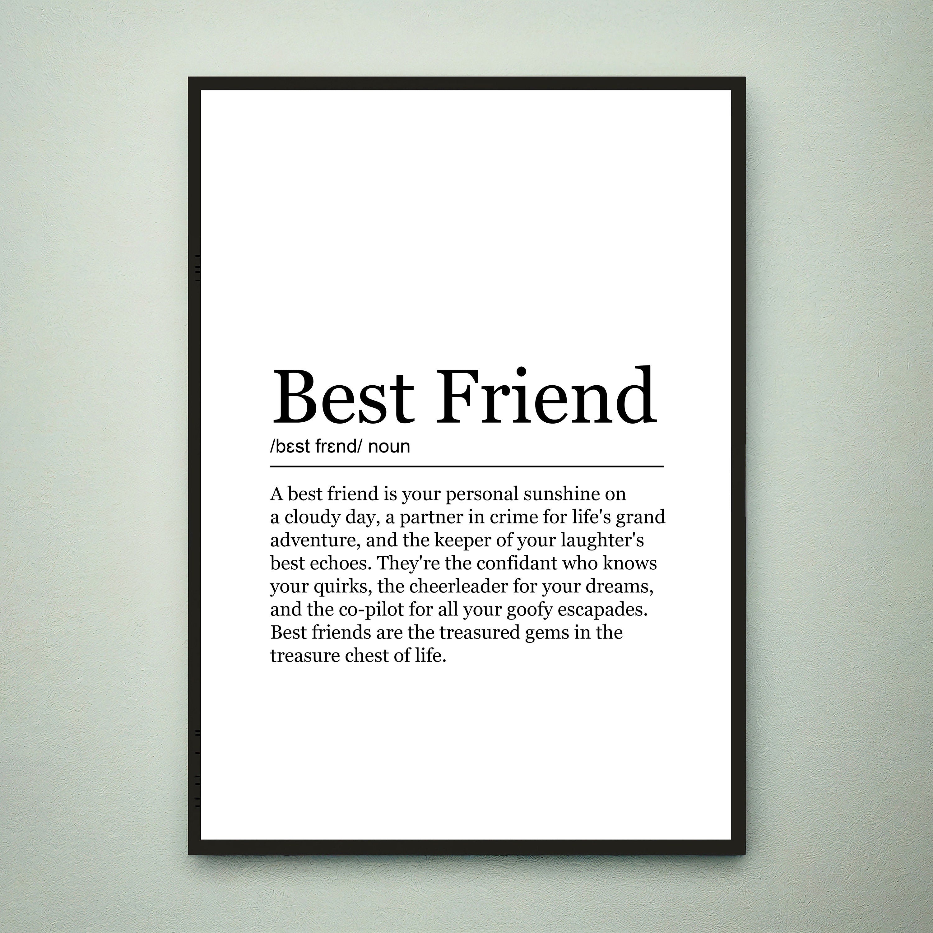 Best Friend Fun Print Definition Poster Best Friend Wall Art Minimalist Gift Print