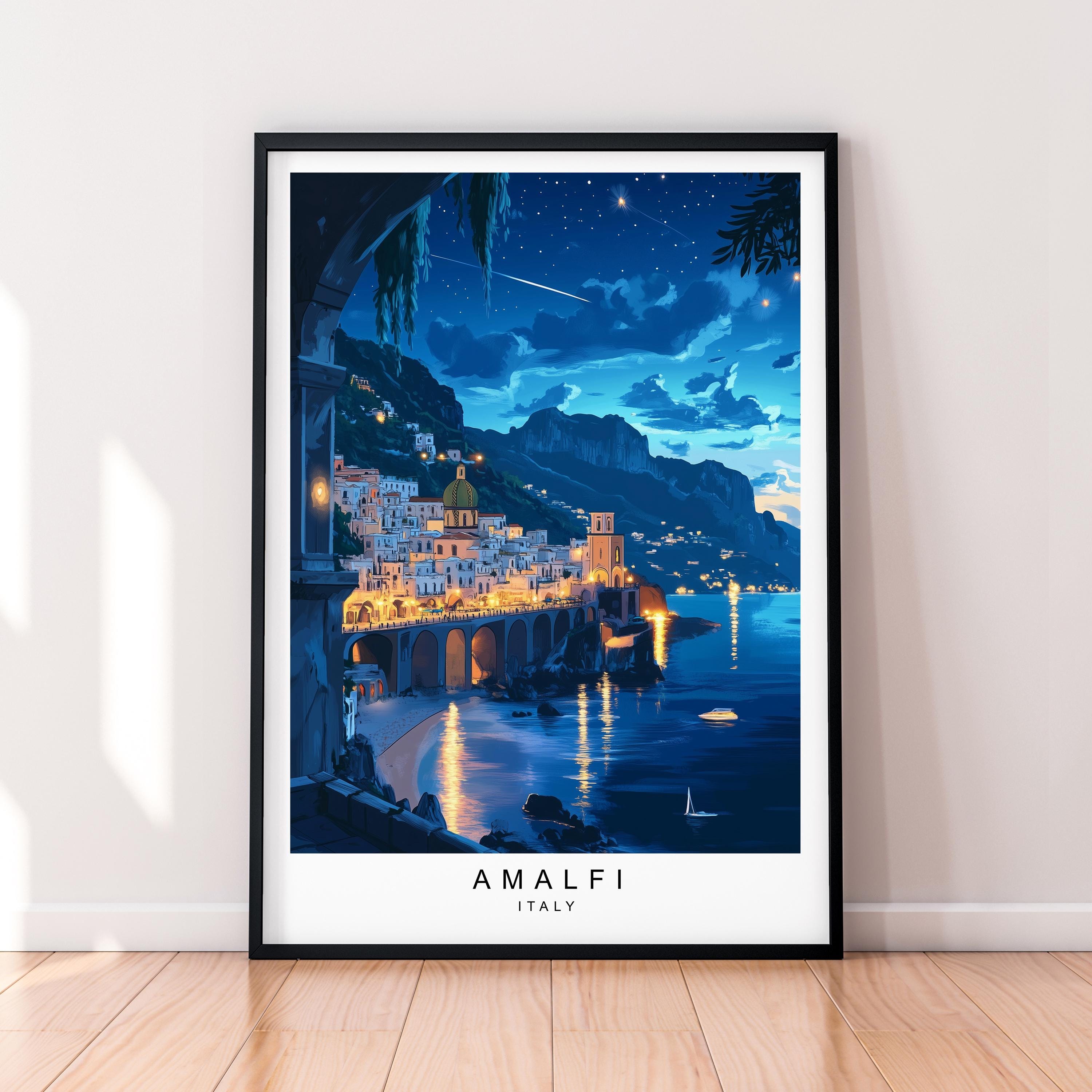 Amalfi Coast Print Travel Print Art Illustration Amalfi Italy Poster Wall Art Gift Unframed Print