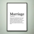 Marriage Funny Print Definition Poster Wall Art Marriage Meaning Minimalist Gift Print