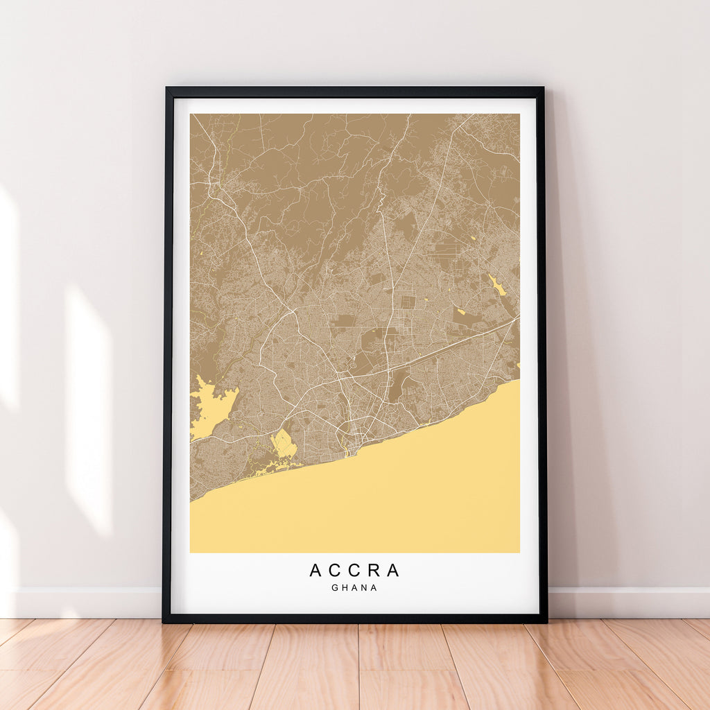Accra Map Ghana City Map Print Minimalist Accra Africa Home Map Poster Wall Decor