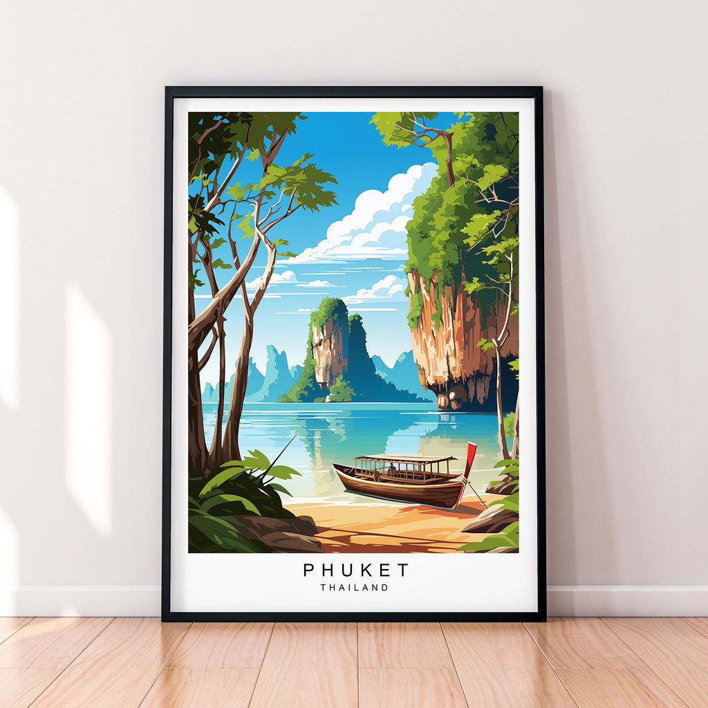 Phang Nga Bay Illustration Print Phuket Travel Poster Gift Unframed Print
