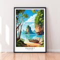 Phang Nga Bay Illustration Print Phuket Travel Poster Gift Unframed Print