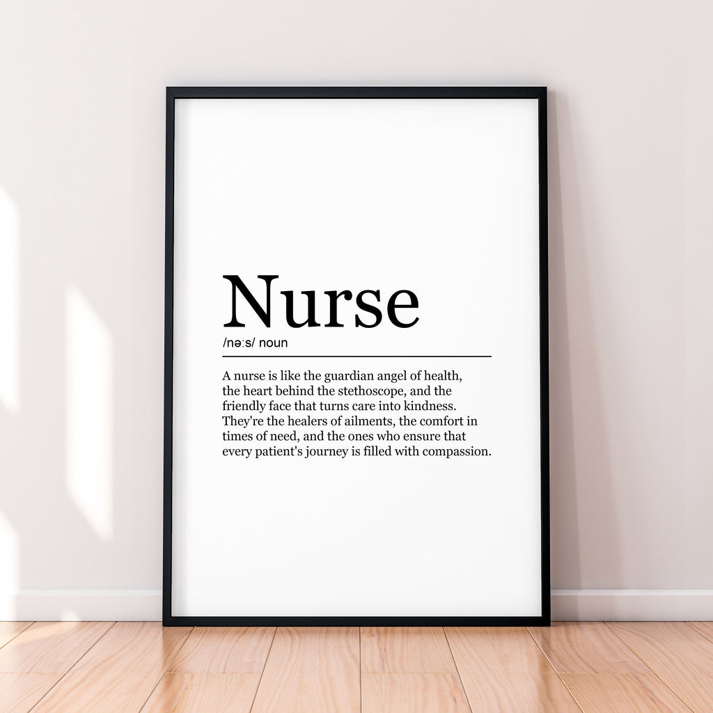 Nurse Appreciation Print Definition Poster Wall Art Nurse Minimalist Gift Print