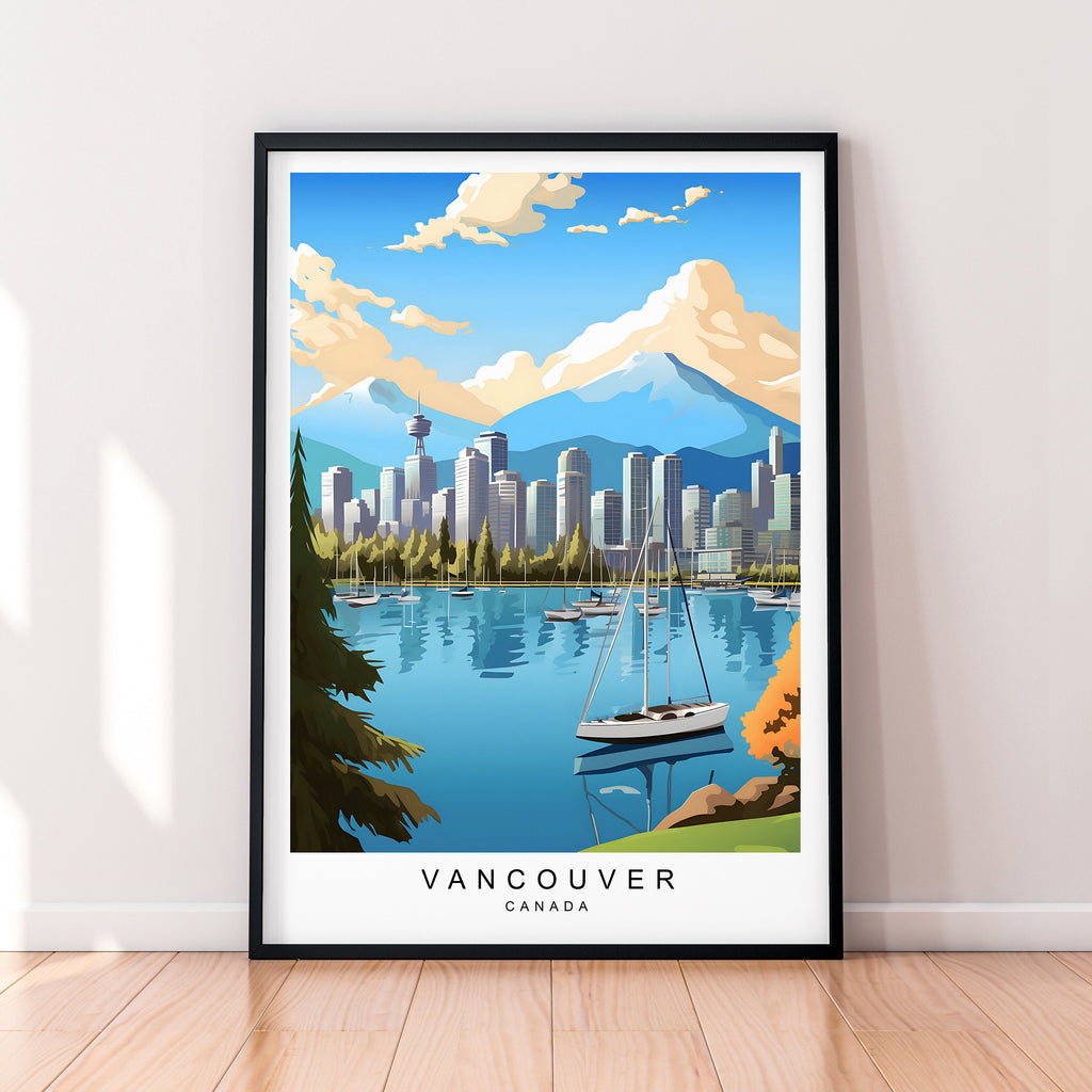 Vancouver City Illustration Print Vancouver Canada Travel Poster Gift Unframed Print