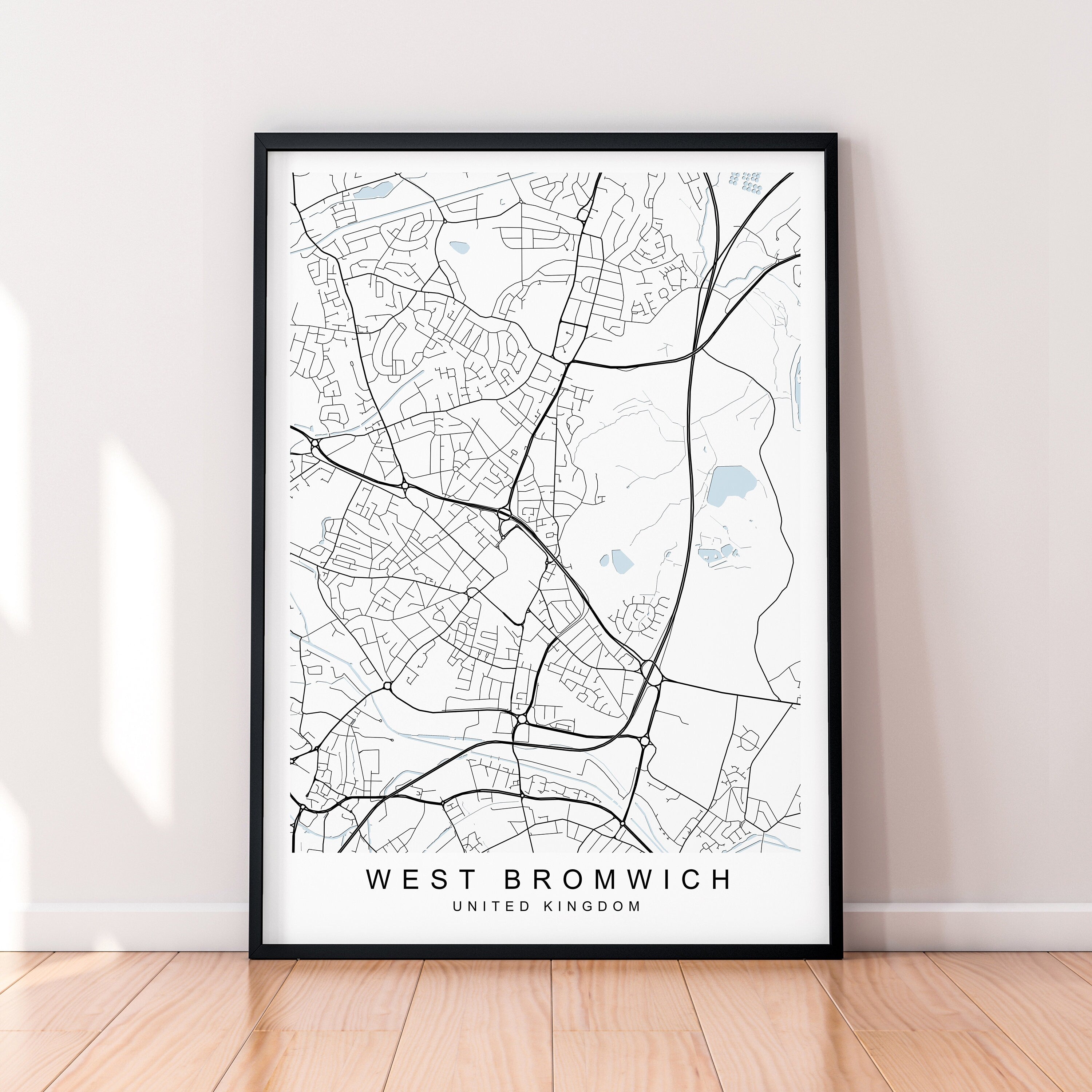 West Bromwich Map England Print Poster Minimalist Home Decor West Bromwich UK Town Map Poster Wall Art Decor
