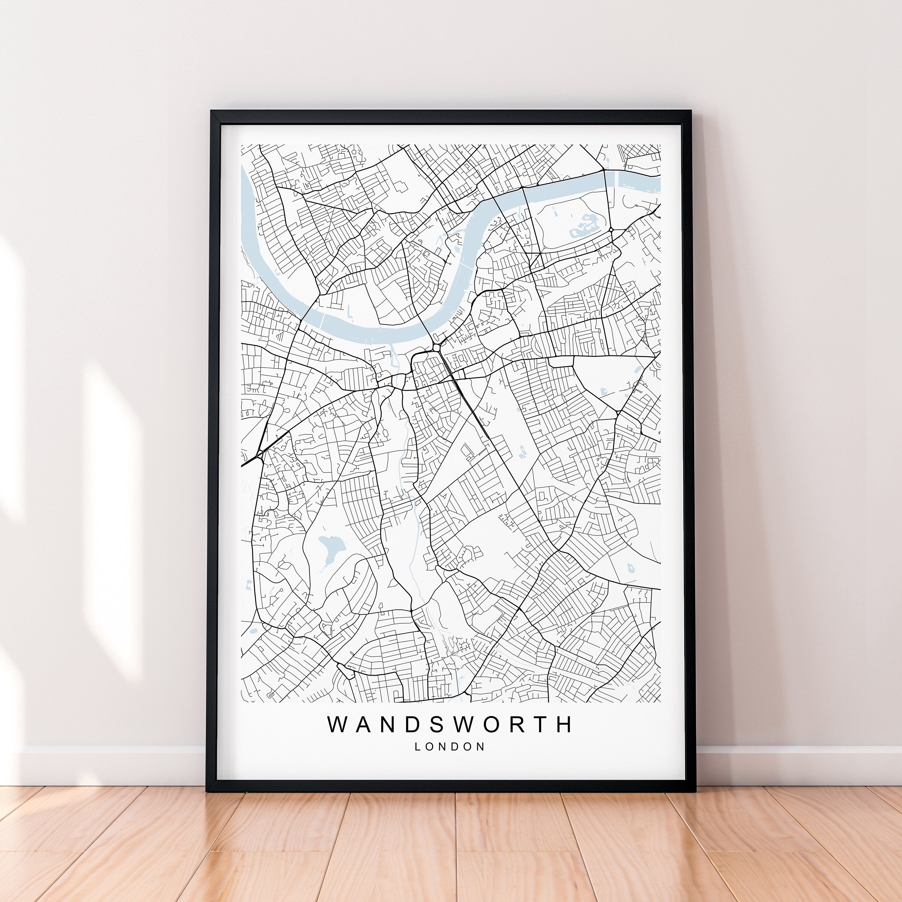 Wandsworth Borough Map Print Minimalist Home Map Wandsworth Borough of London Poster Wall Décor