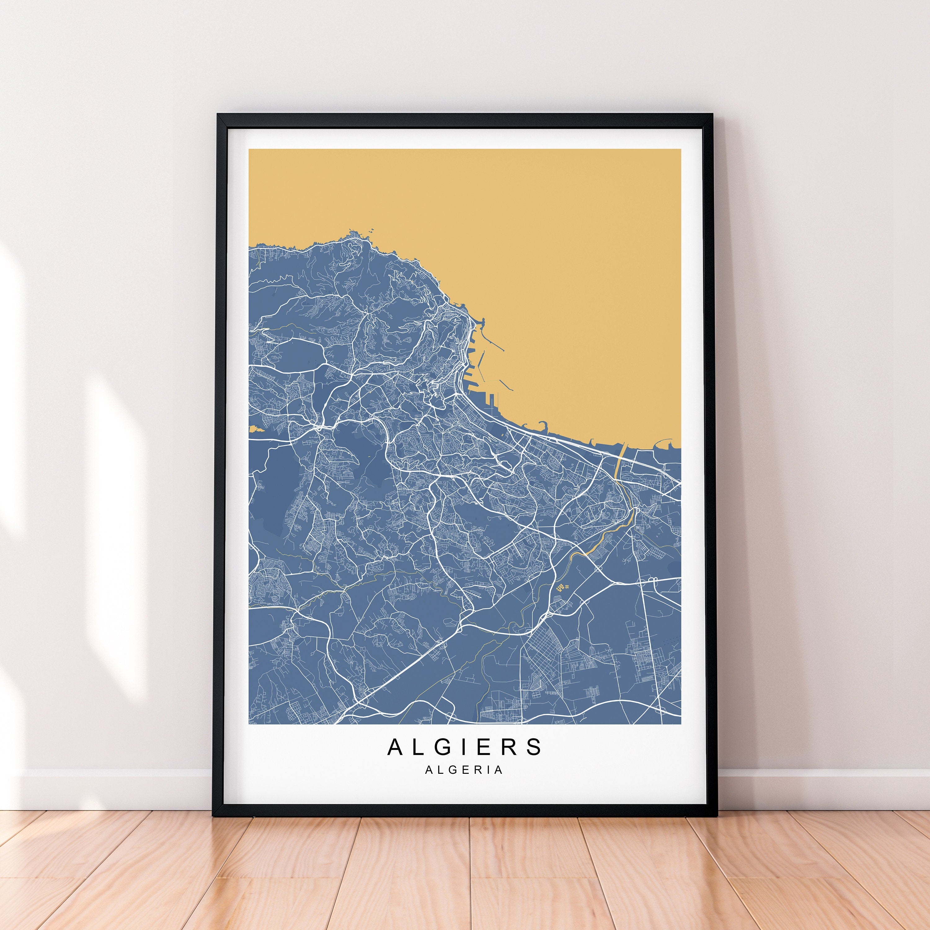 Algiers Map Print Algeria Minimalist Algiers City Area Map Poster Wall Decor
