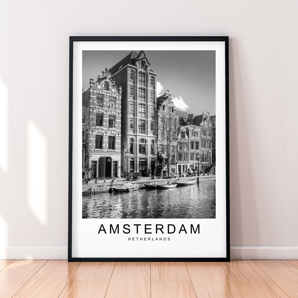 Amsterdam City Print Travel Poster Minimalist Home Travel River Houses Poster Wall Decor